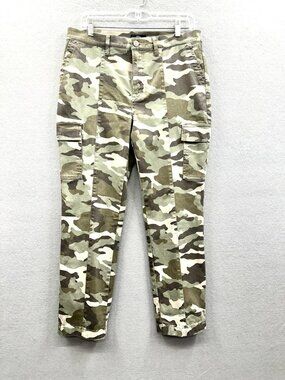 J. Crew Camo Cargo Pants Womens Size 31 Slim Fit Tapered Khaki Green Utility